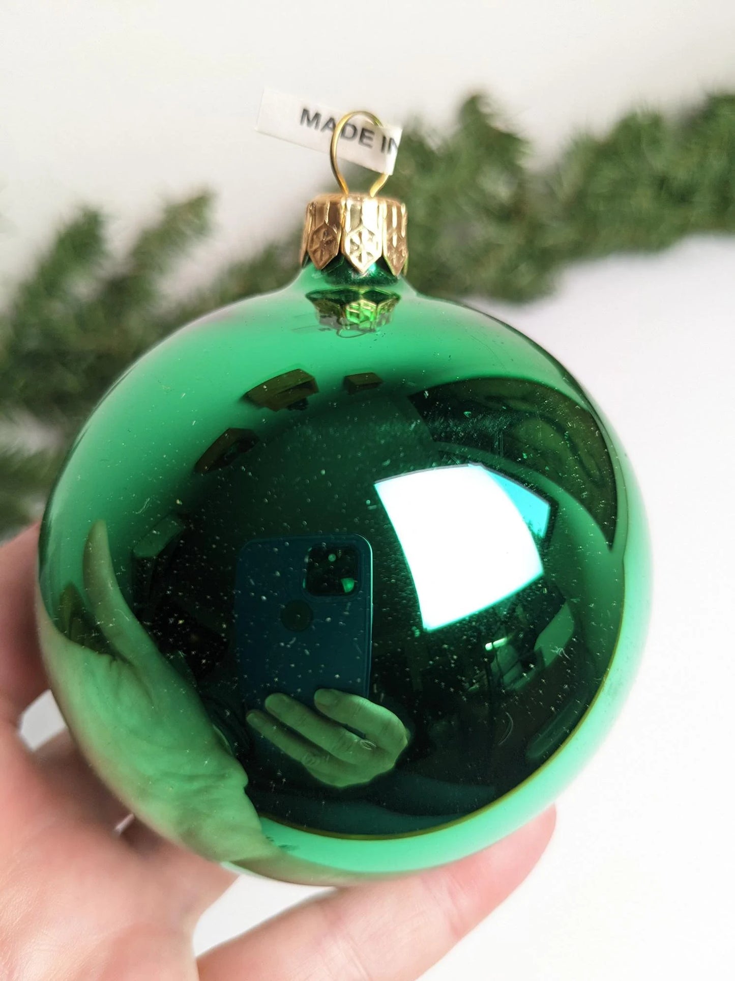 Green Hand-Blown Christmas Ornaments