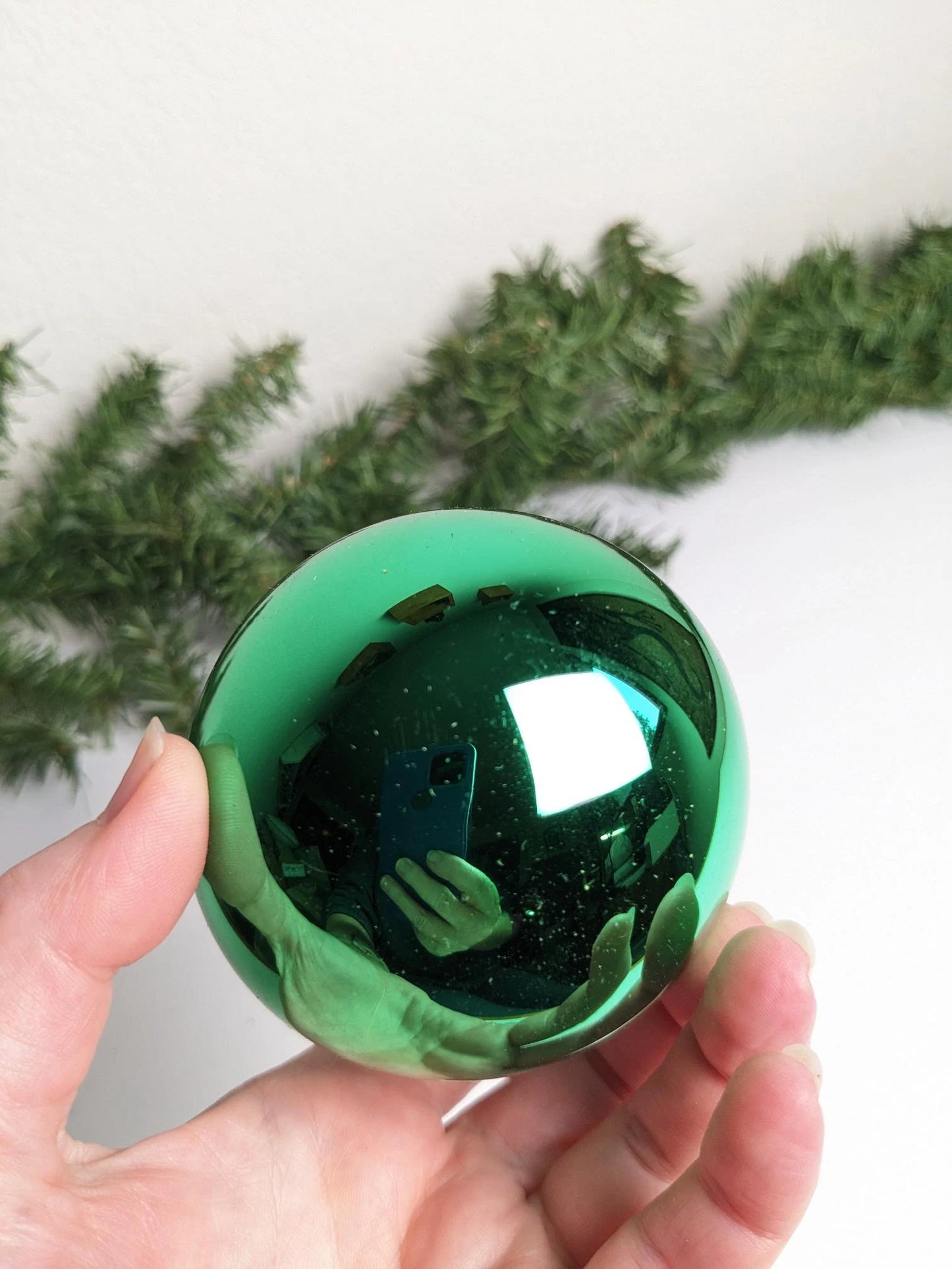 Green Hand-Blown Christmas Ornaments