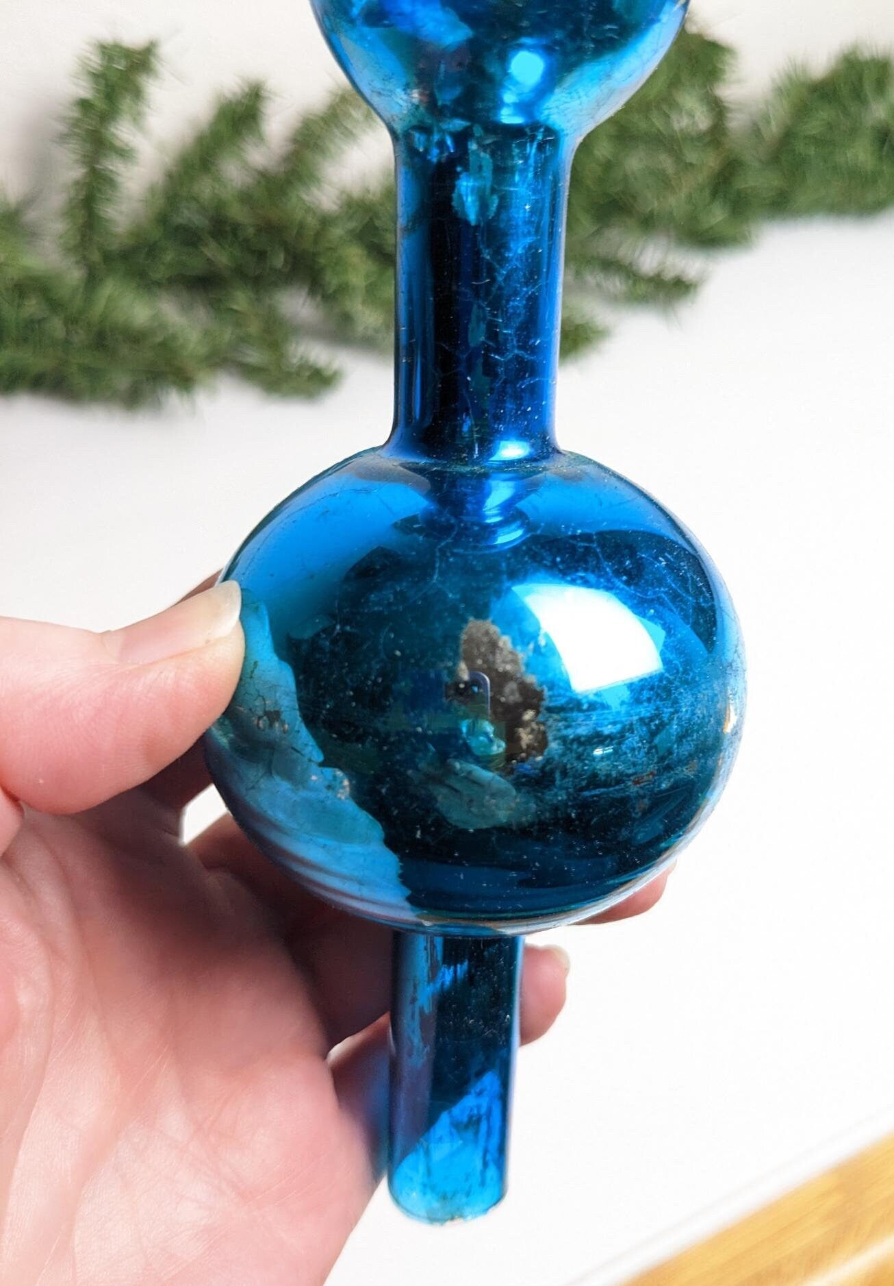 Vintage Blue Finial Christmas Tree Topper