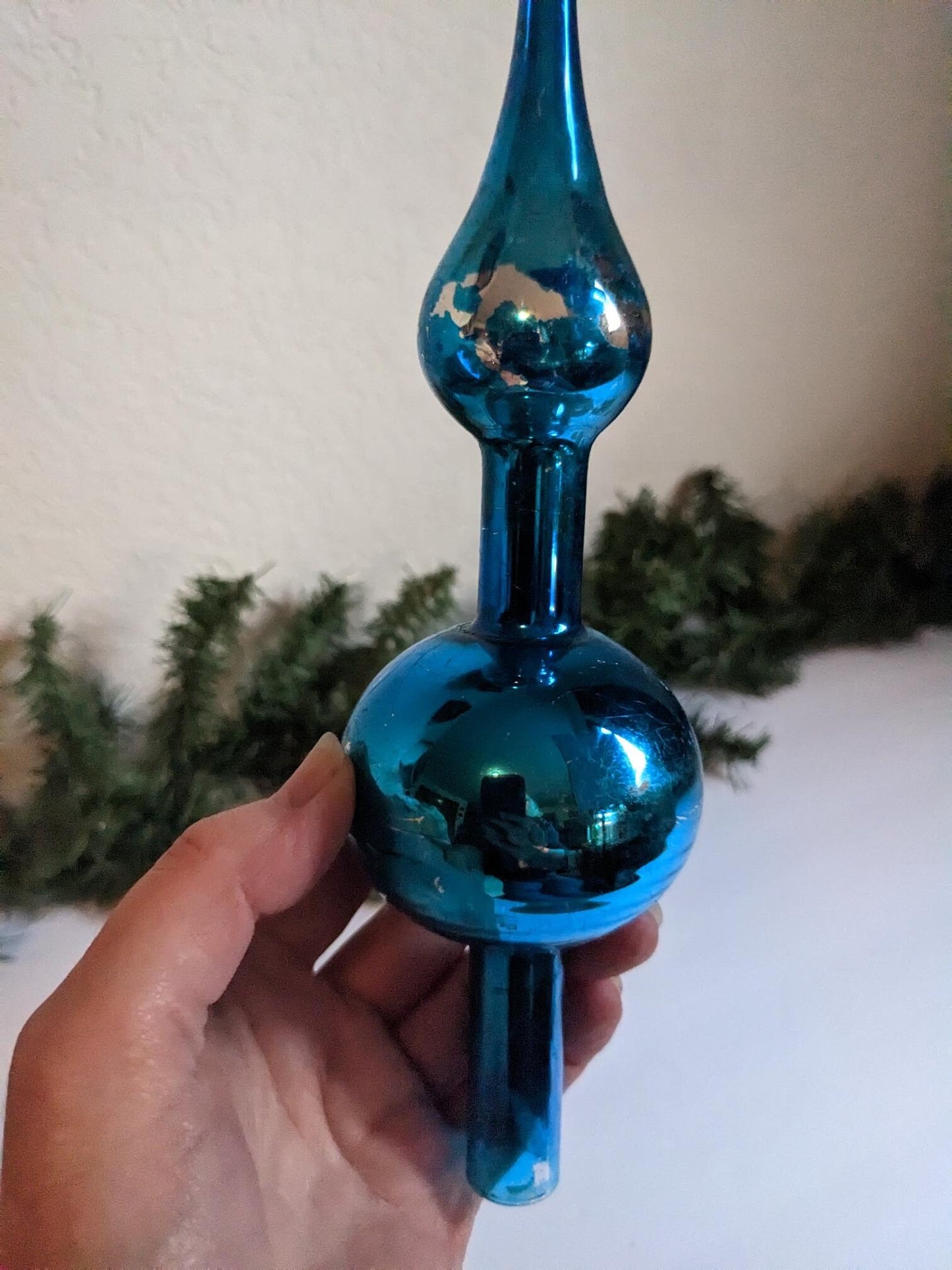 Vintage Blue Finial Christmas Tree Topper