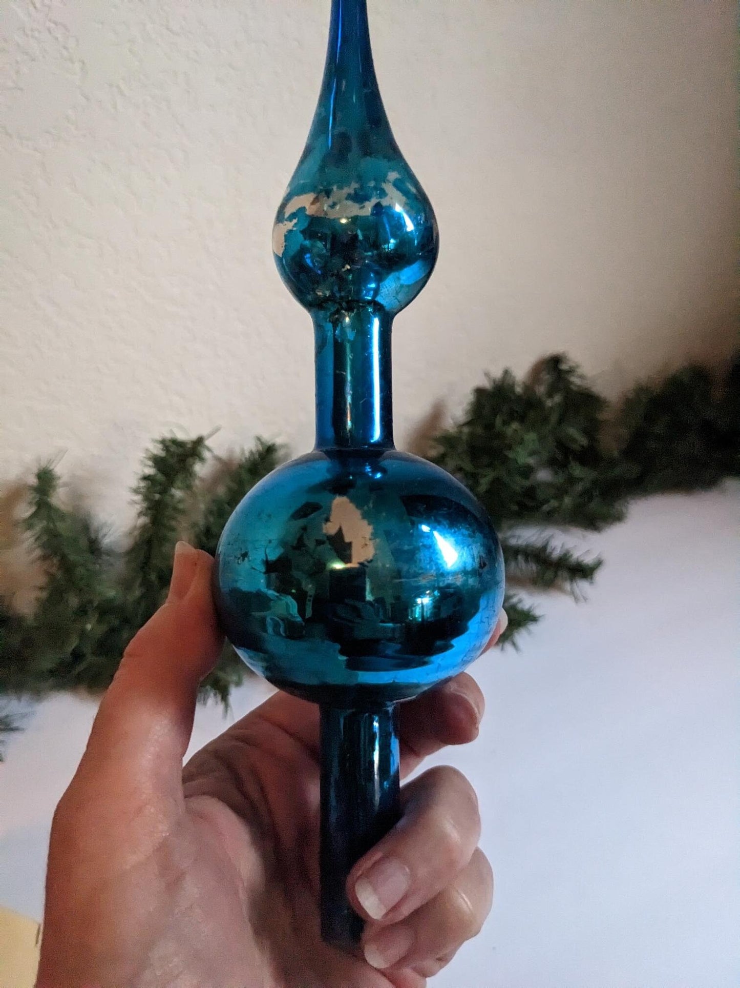 Vintage Blue Finial Christmas Tree Topper