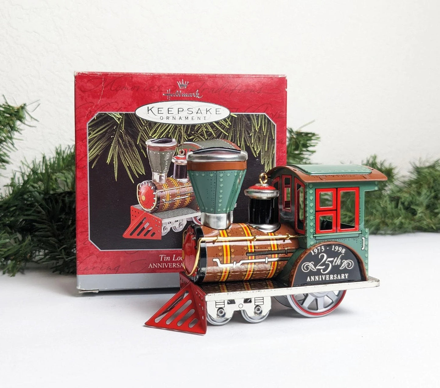 Vintage Hallmark Tin Locomotive Christmas Train Ornament