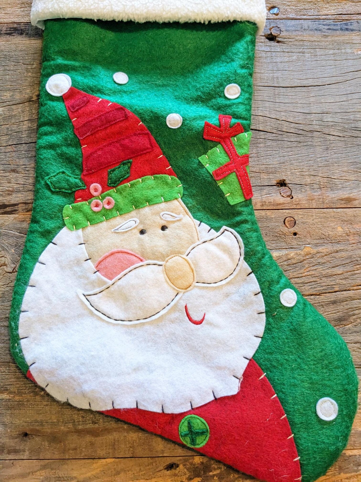 Green Santa Claus Christmas Stocking