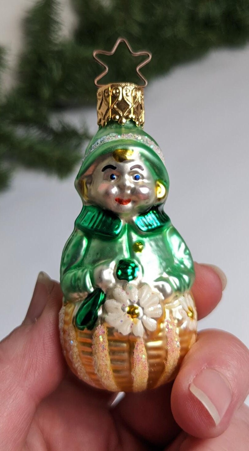 Inge Glas Girl in Daisy Basket Old World Christmas Ornament