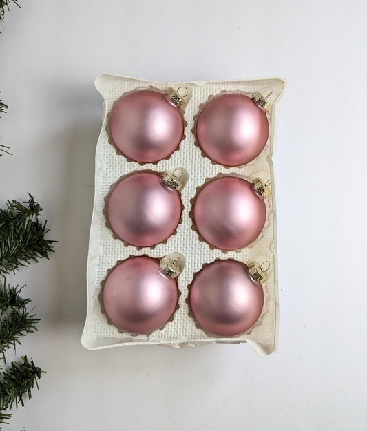 Vintage Soft Pink Christmas Ornament Set