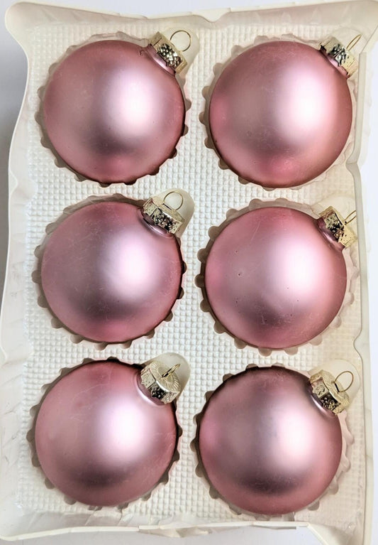 Vintage Soft Pink Christmas Ornament Set