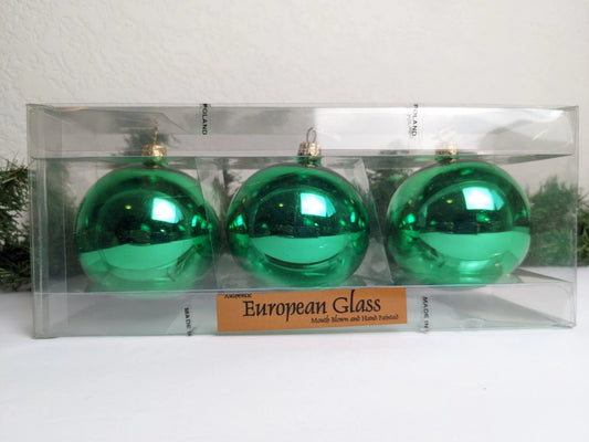 Green Hand-Blown Christmas Ornaments
