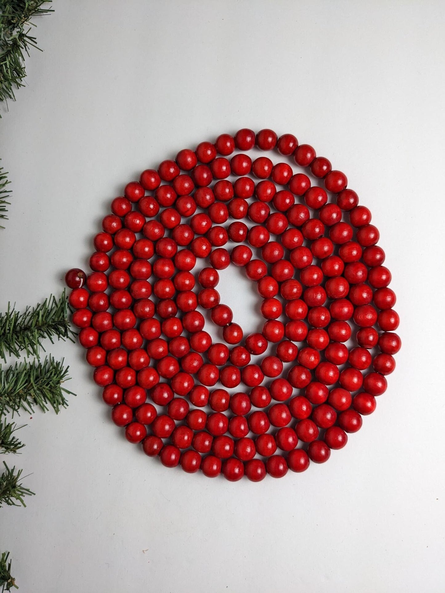 Red Wooden Beaded Christmas Garland