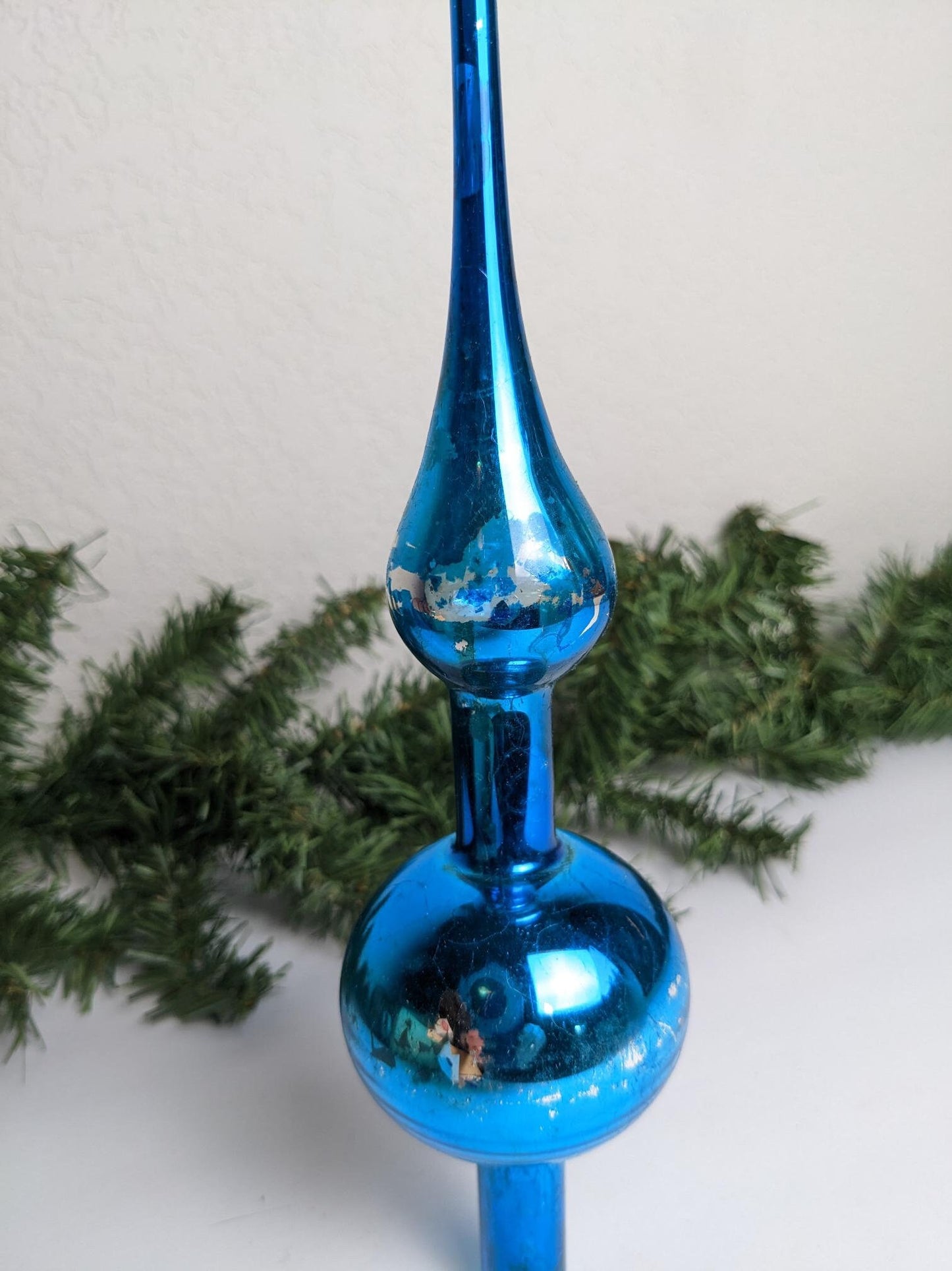 Vintage Blue Finial Christmas Tree Topper