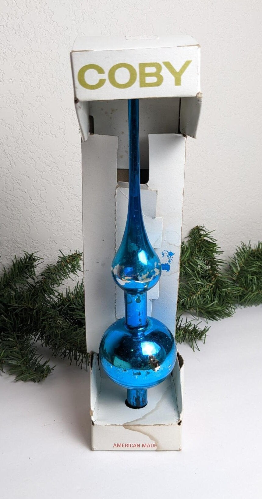 Vintage Blue Finial Christmas Tree Topper