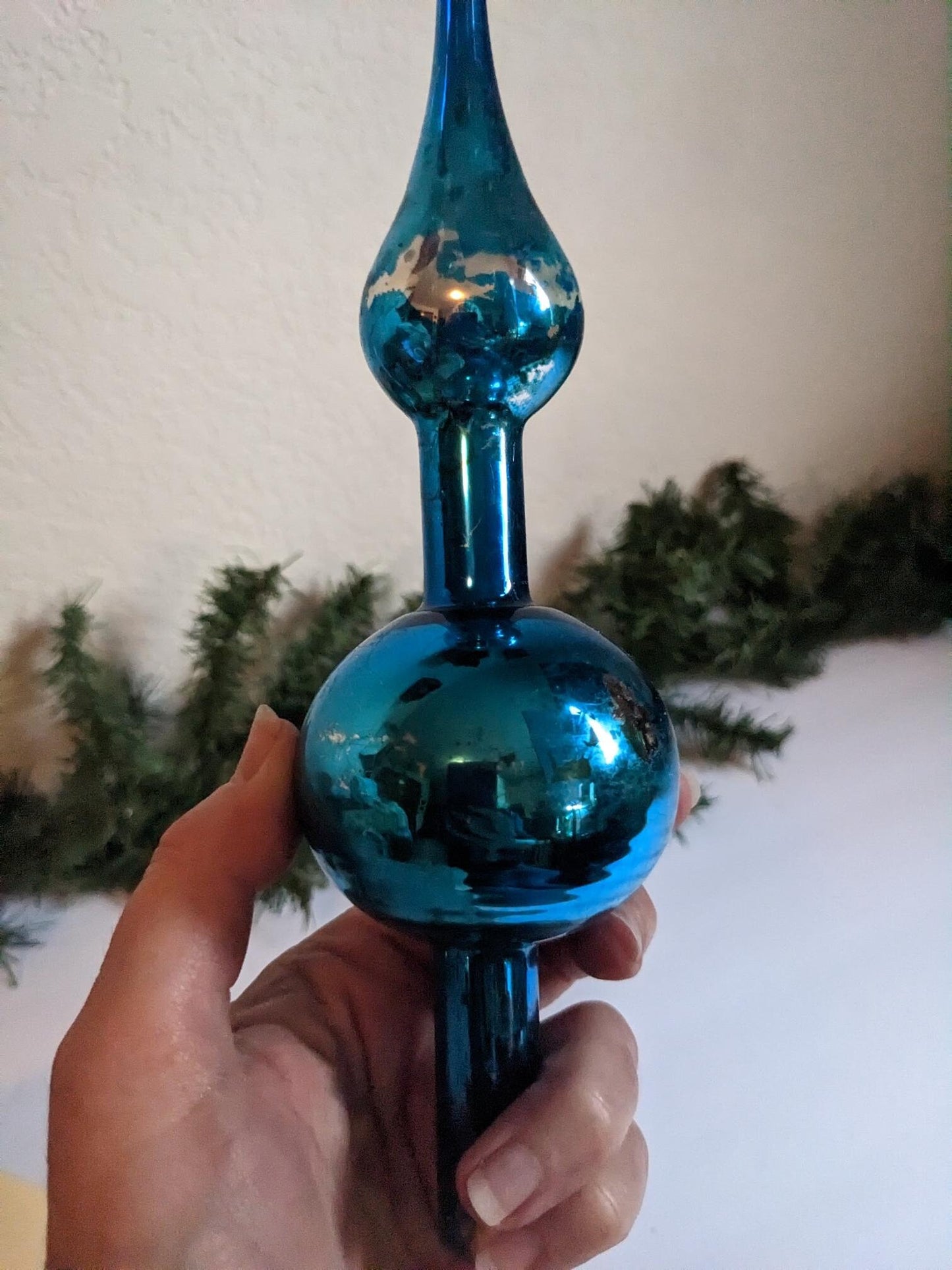 Vintage Blue Finial Christmas Tree Topper