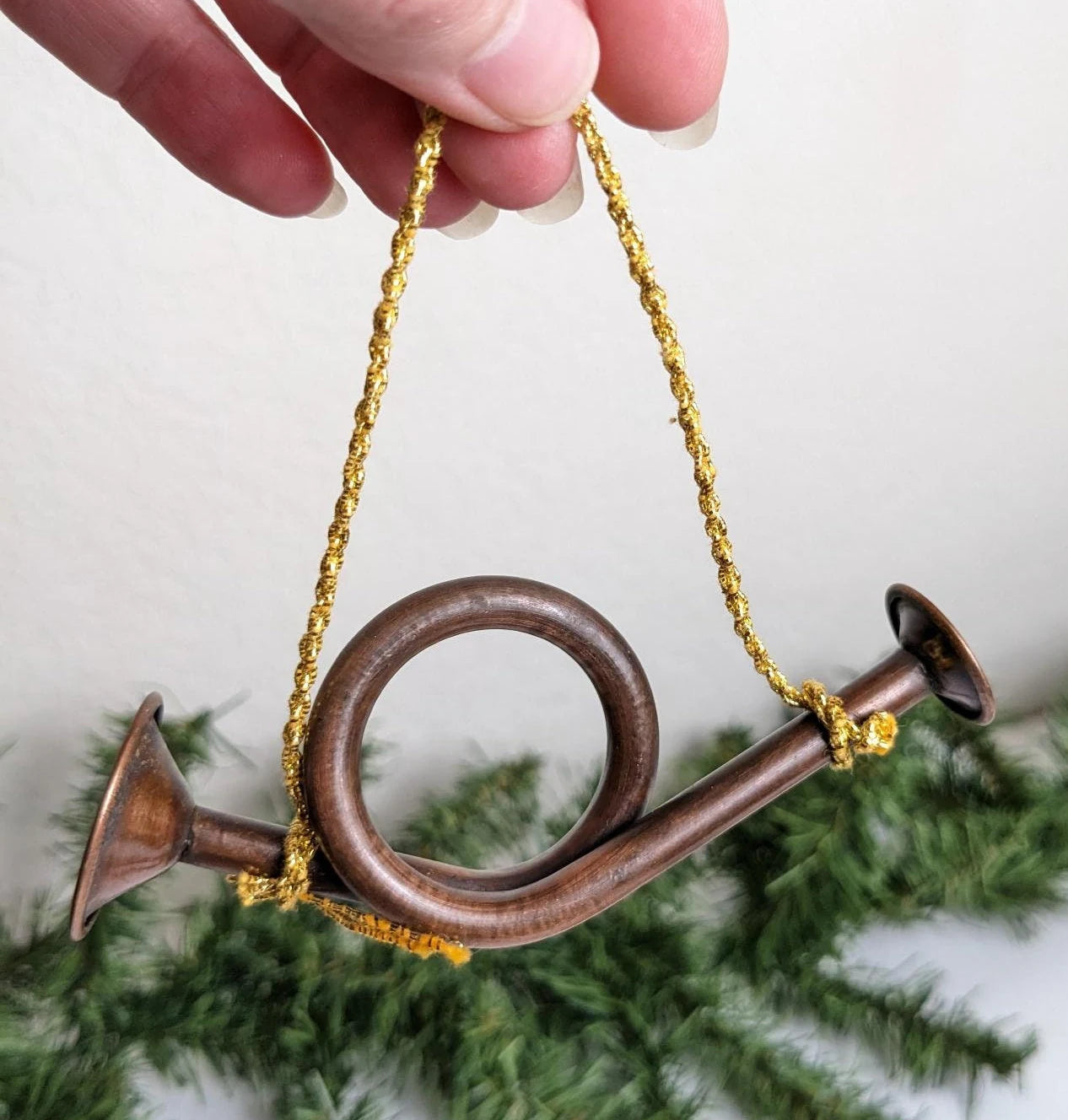 Vintage French Horn Instrument Christmas Ornaments