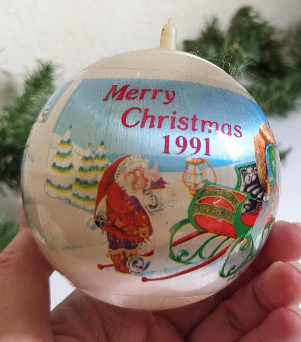 Vintage 1991 Christmas Memories Santa Sleigh Ornament