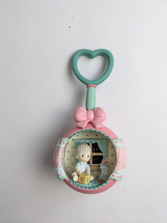 Vintage 1992 Precious Moments Baby Rattle Illuminated Ornament