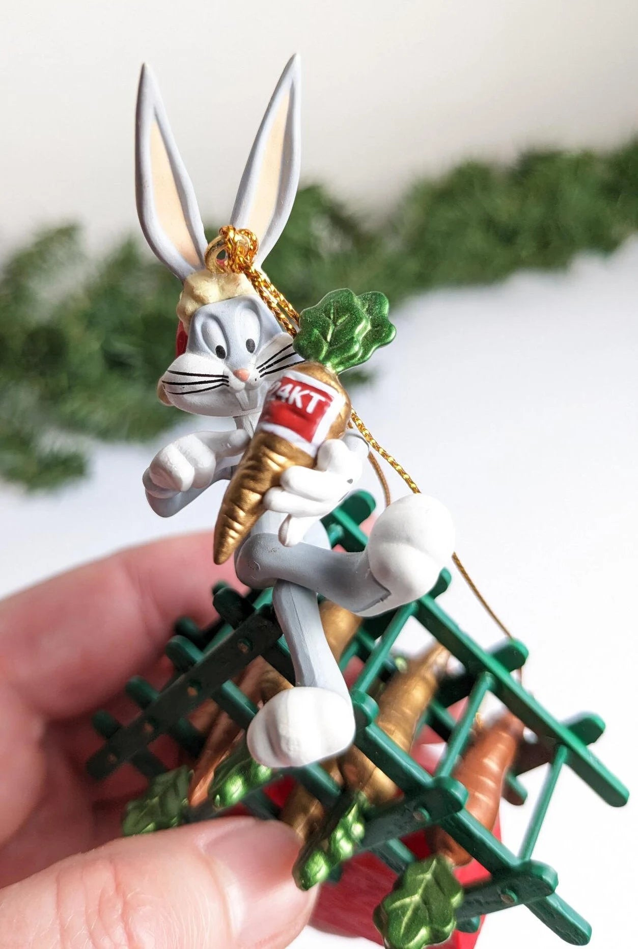 Vintage 1995 Looney Tunes Bugs Bunny Christmas Ornament