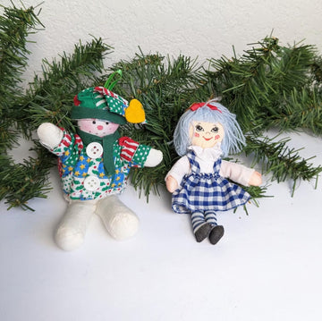 Vintage Soft Plush Stuffed Animal Christmas Ornaments