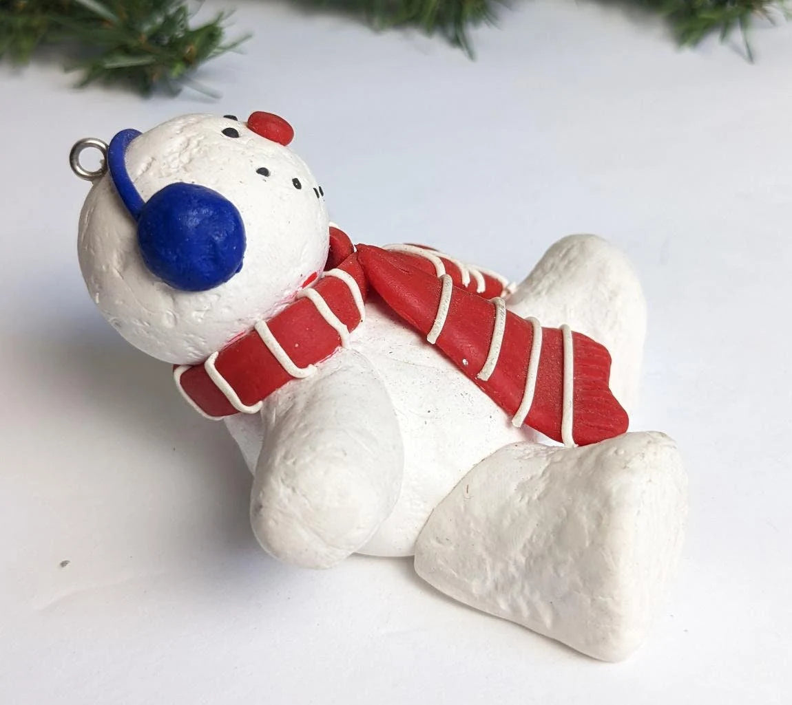 Snow Man Making Snow Angels Christmas Ornament
