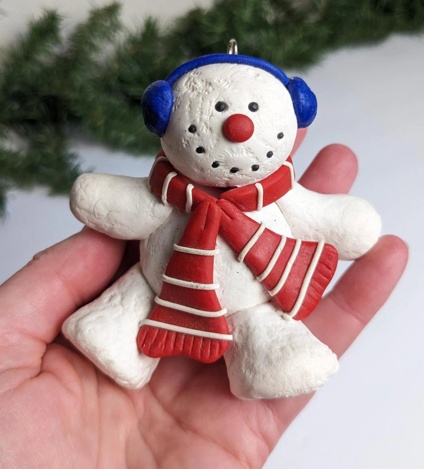Snow Man Making Snow Angels Christmas Ornament
