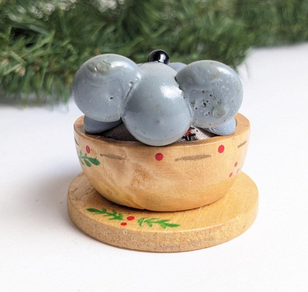 Vintage Mouse in Teacup Christmas Ornament