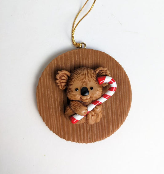 Vintage Koala Bear Candy Cane Christmas Ornament