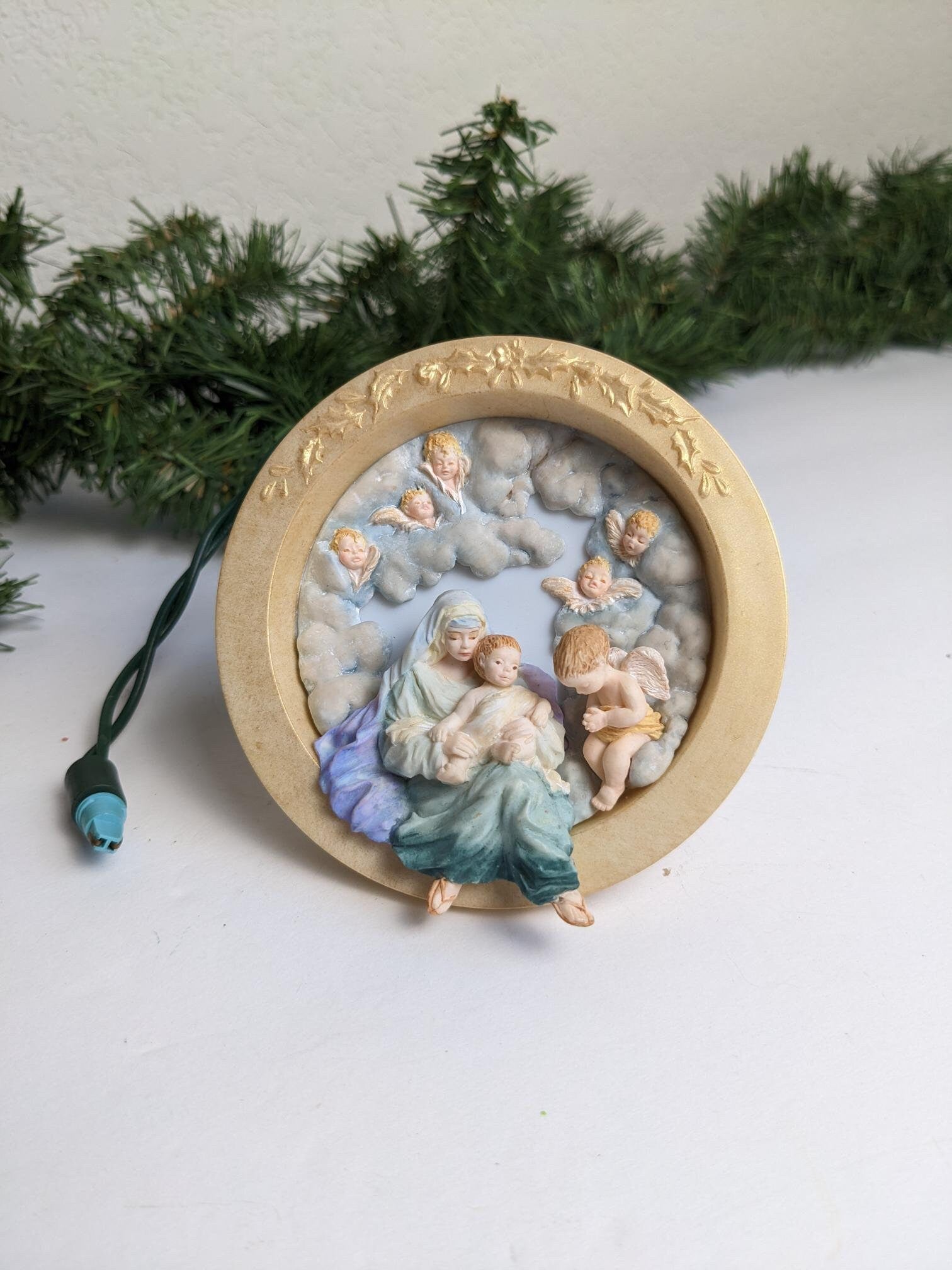 Vintage Madonna & Child Christmas Ornament Magic Lighted