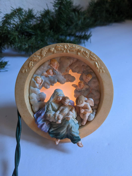 Vintage Madonna & Child Christmas Ornament Magic Lighted