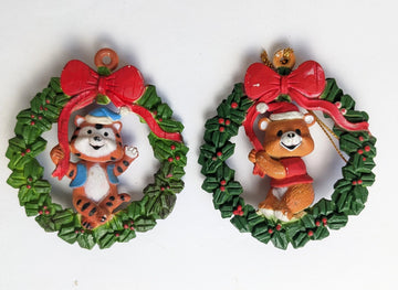 Vintage Animal Critter Wreath Ornaments