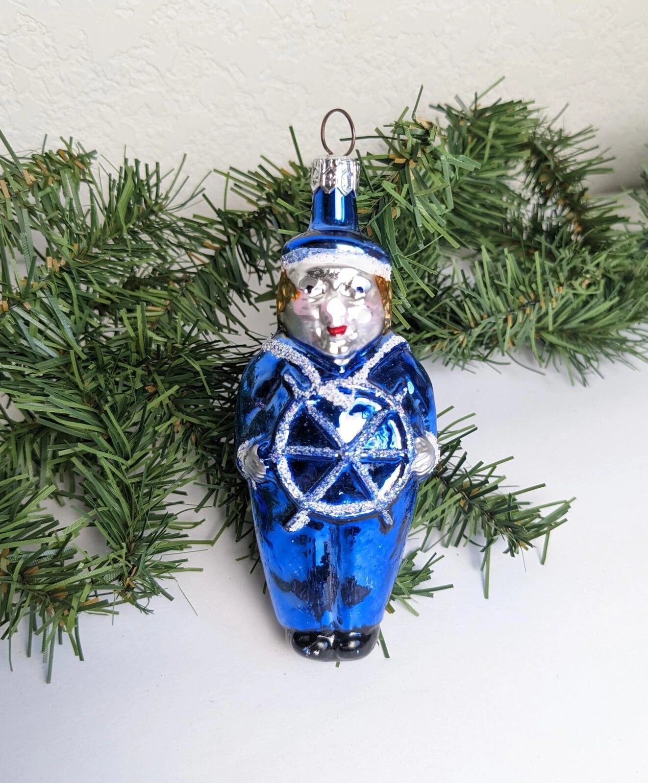 Vintage Sailor Blown Glass Christmas Ornament