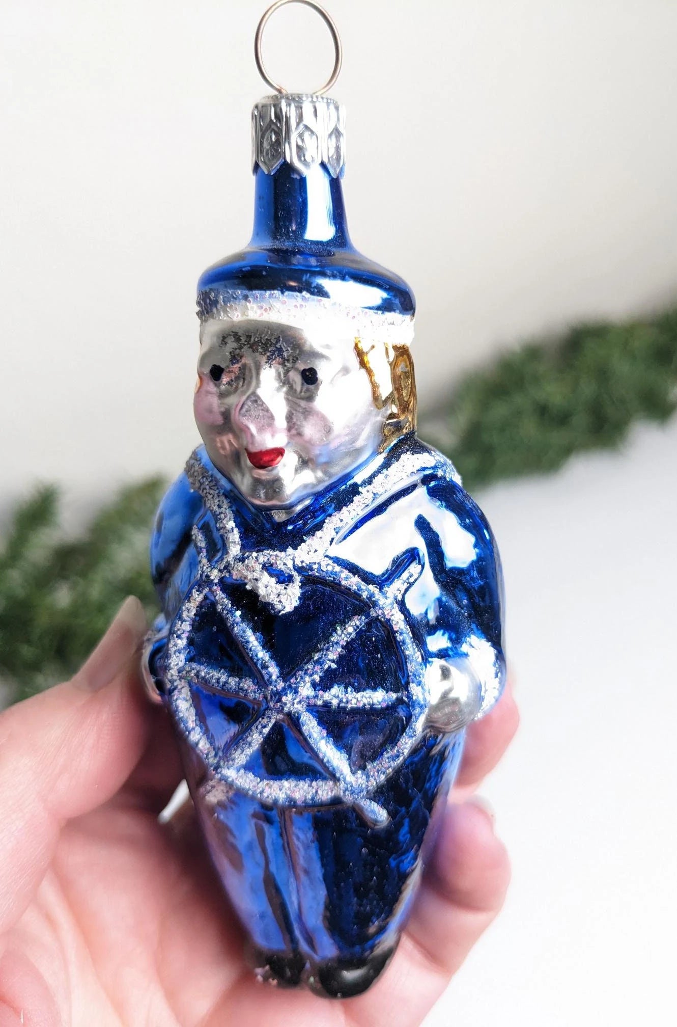 Vintage Sailor Blown Glass Christmas Ornament