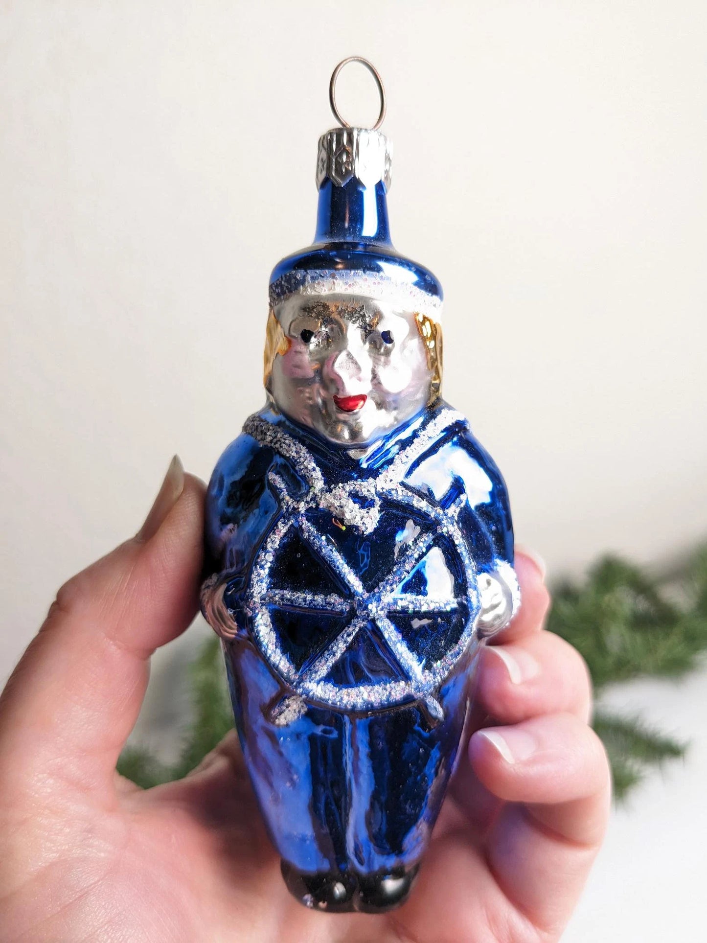 Vintage Sailor Blown Glass Christmas Ornament