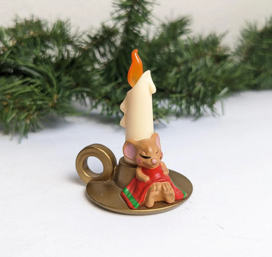 Vintage Sleeping Mouse Candlestick Christmas Figurine