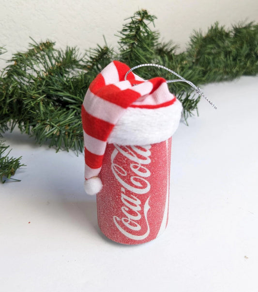 Coca Cola Can with Stocking Cap Christmas Ornament