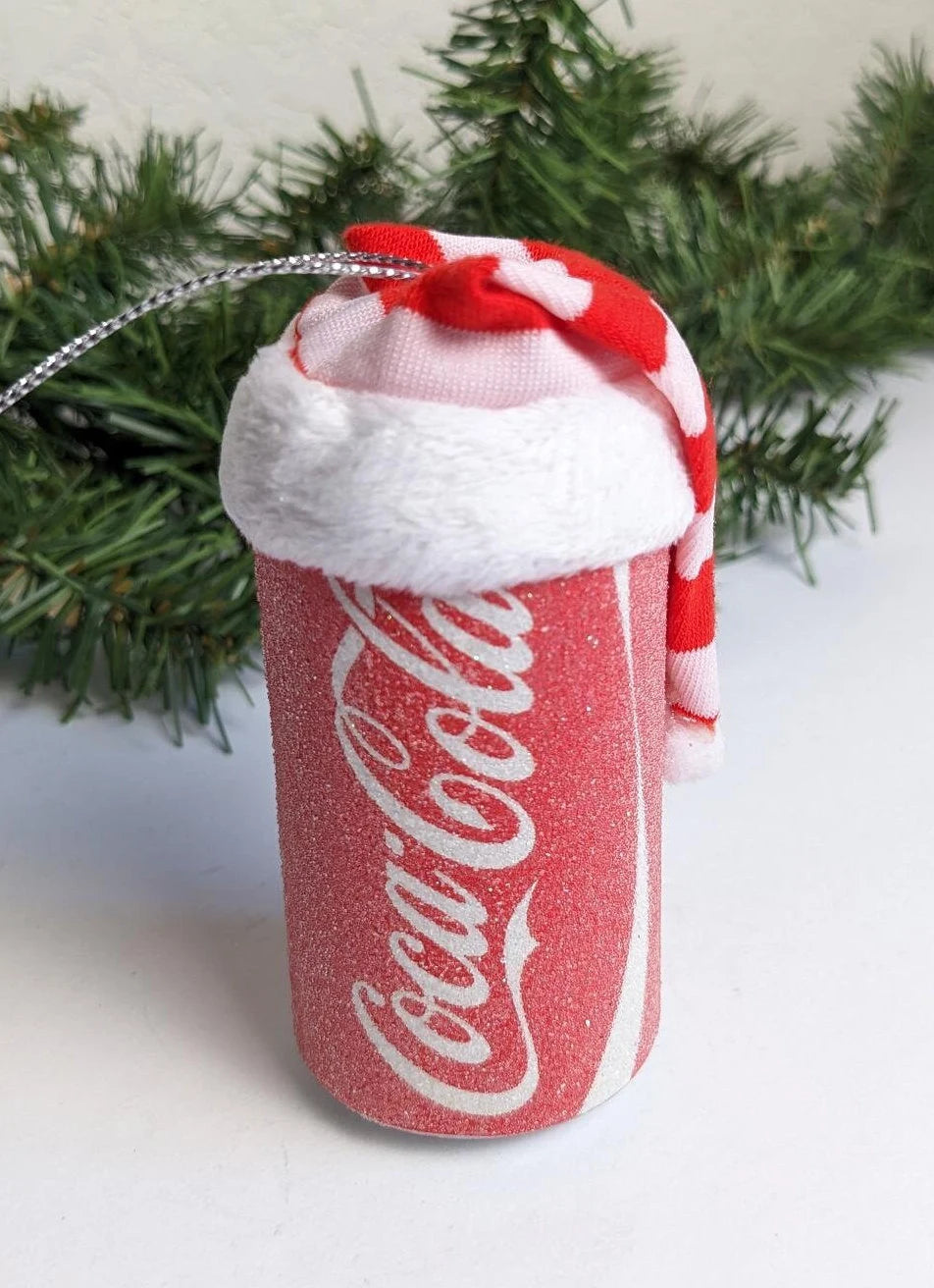 Coca Cola Can with Stocking Cap Christmas Ornament