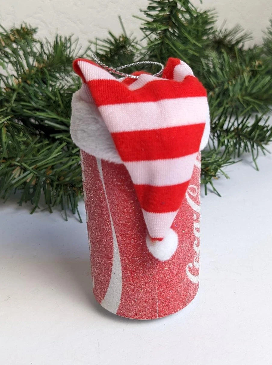 Coca Cola Can with Stocking Cap Christmas Ornament