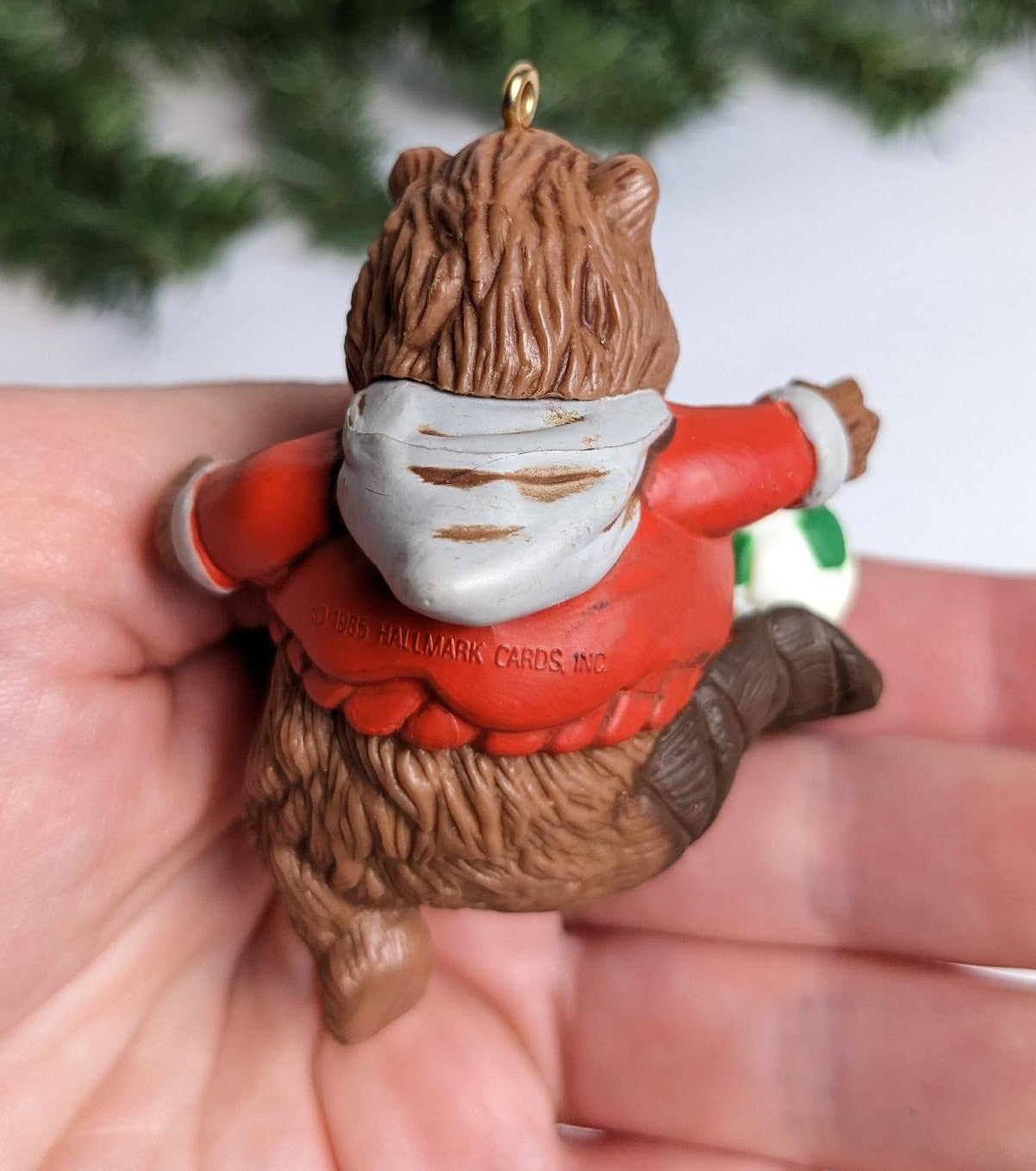 Vintage Soccer Beaver Christmas Ornament