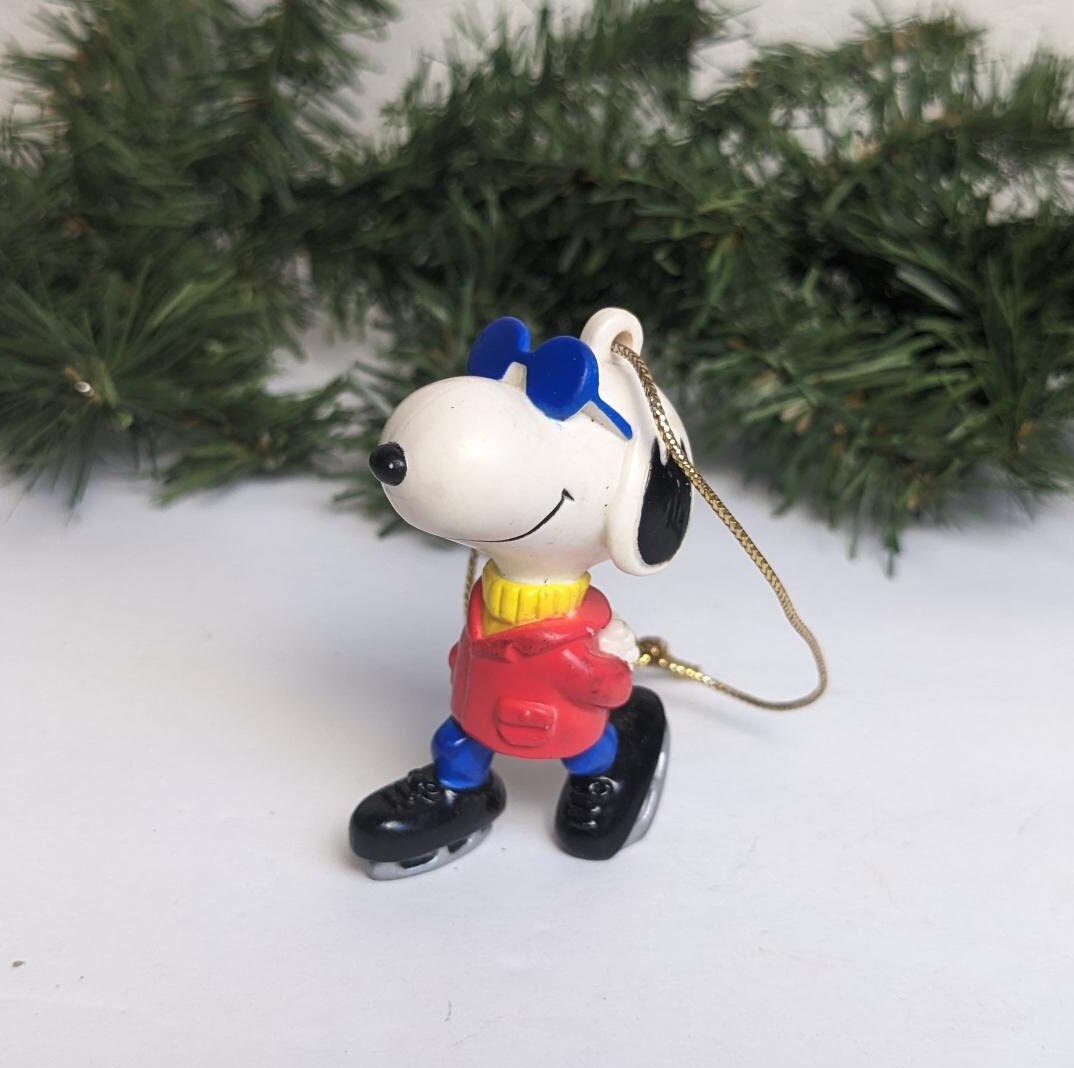 Vintage Peanuts Ice Skating Snoopy Christmas Ornament