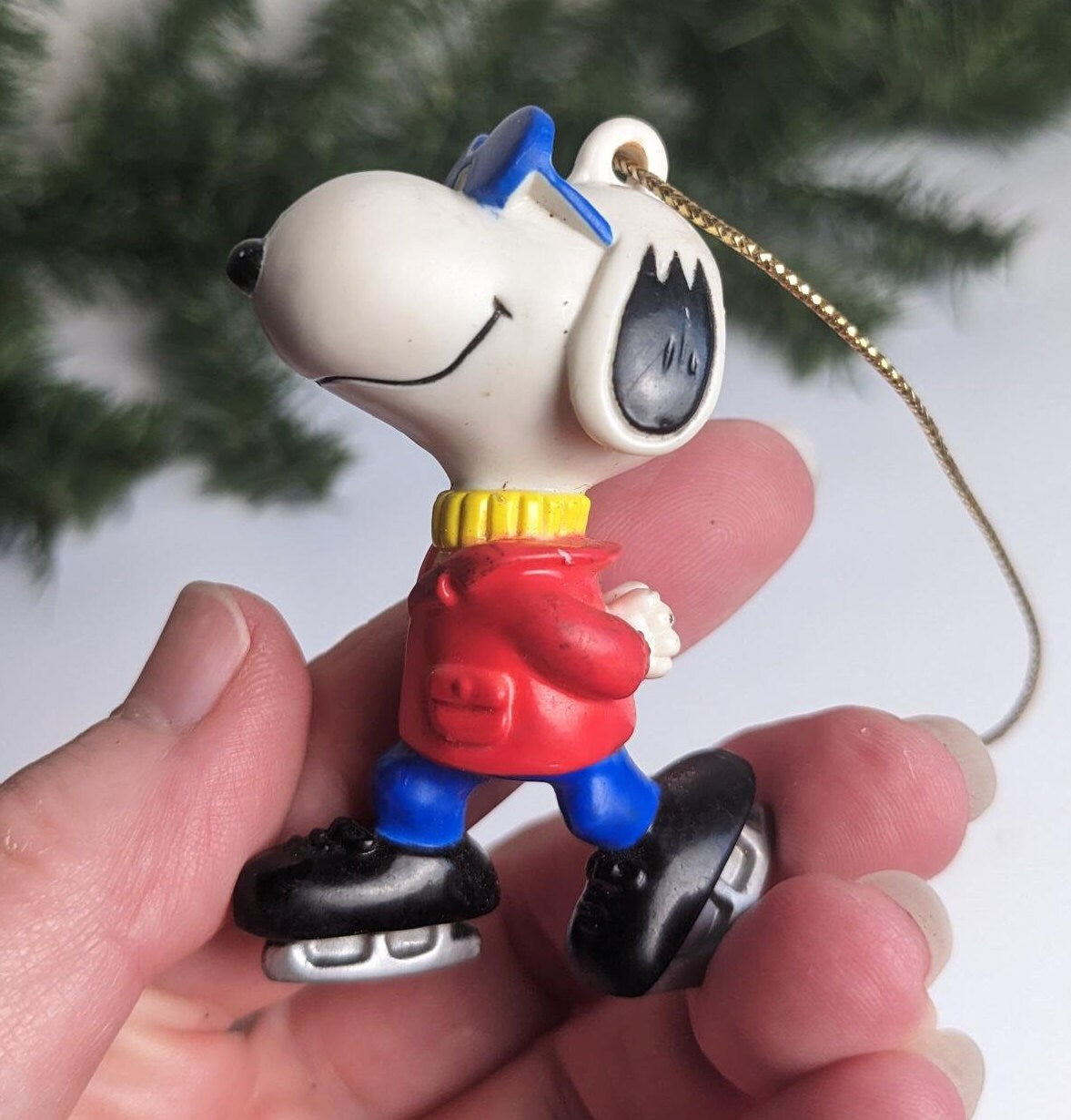 Vintage Peanuts Ice Skating Snoopy Christmas Ornament