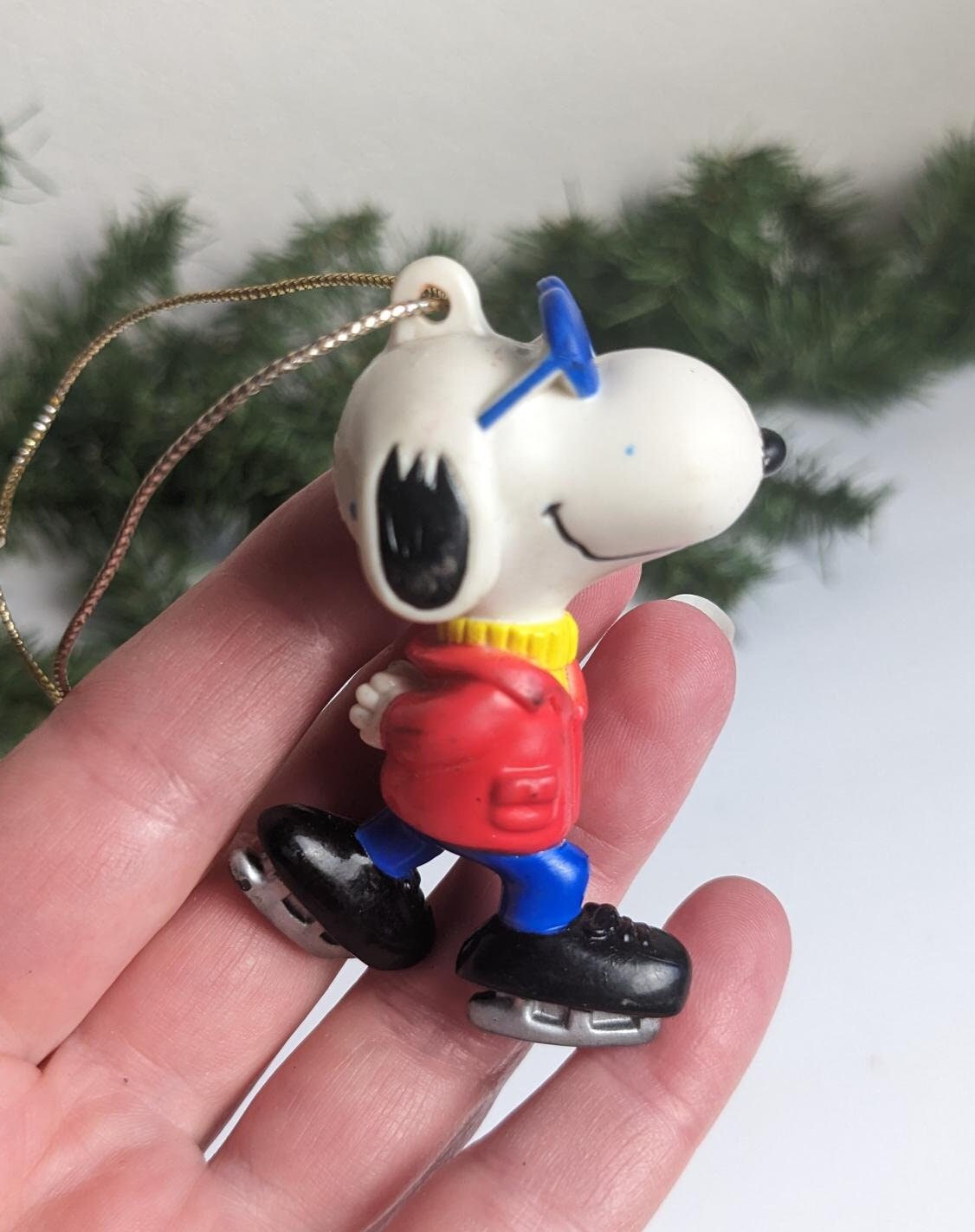 Vintage Peanuts Ice Skating Snoopy Christmas Ornament