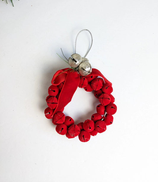 Vintage Red Bell Wreath Christmas Ornament