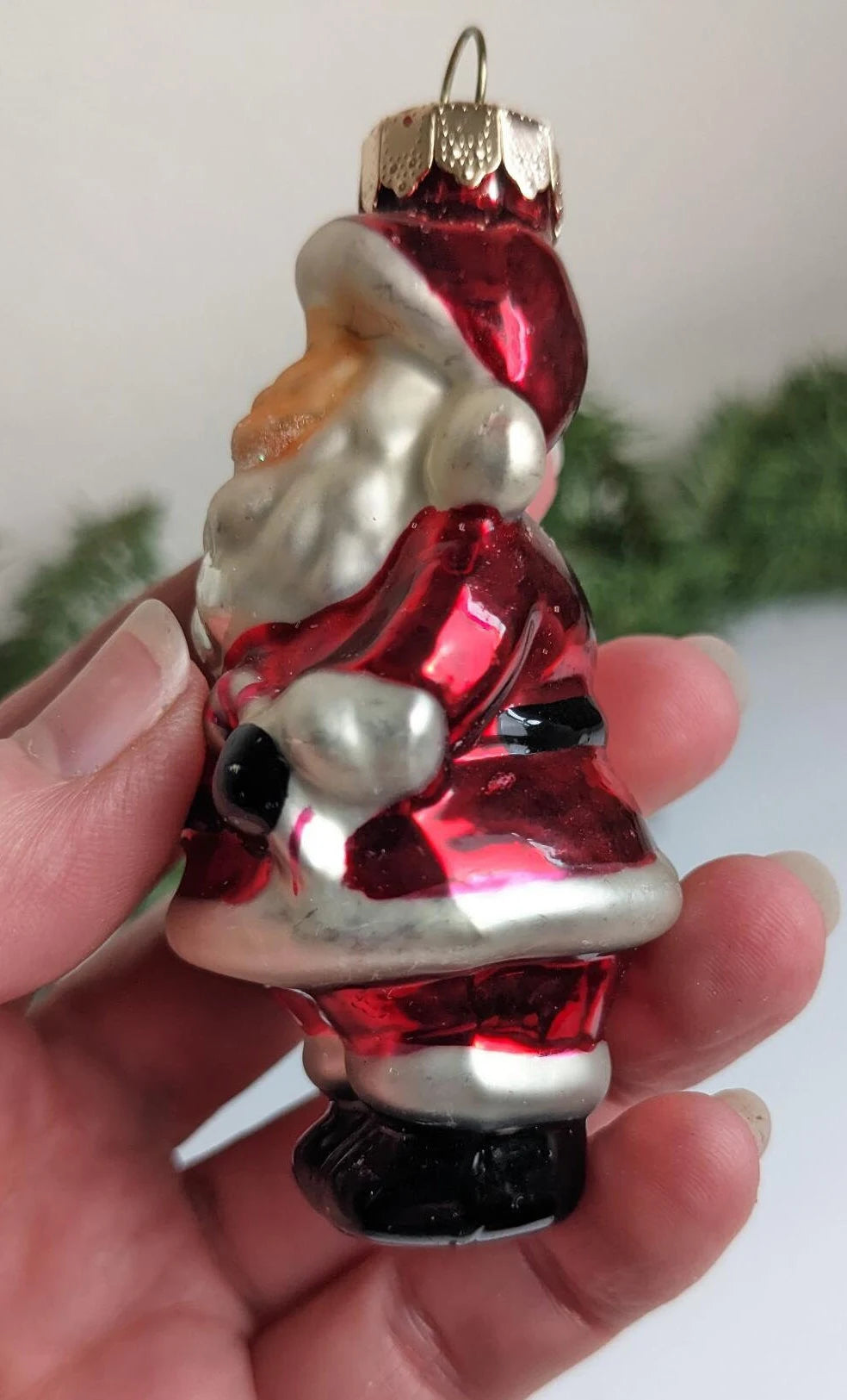 Vintage Santa Claus Blown Glass Christmas Ornament