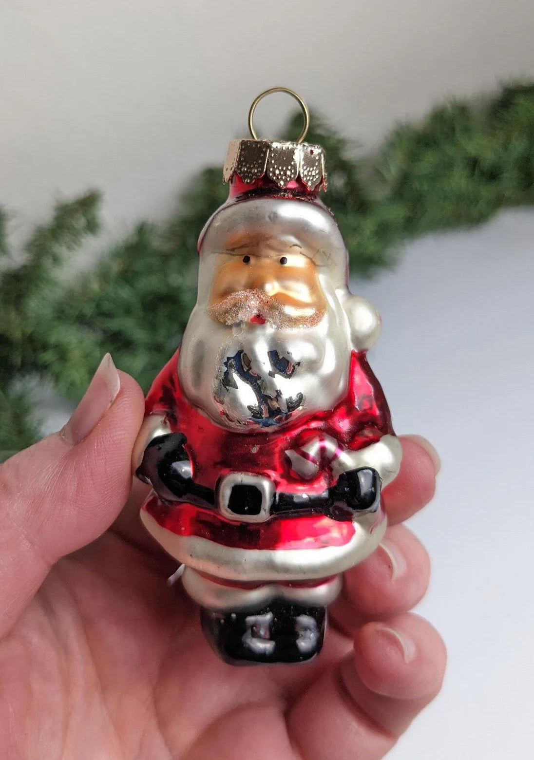 Vintage Santa Claus Blown Glass Christmas Ornament