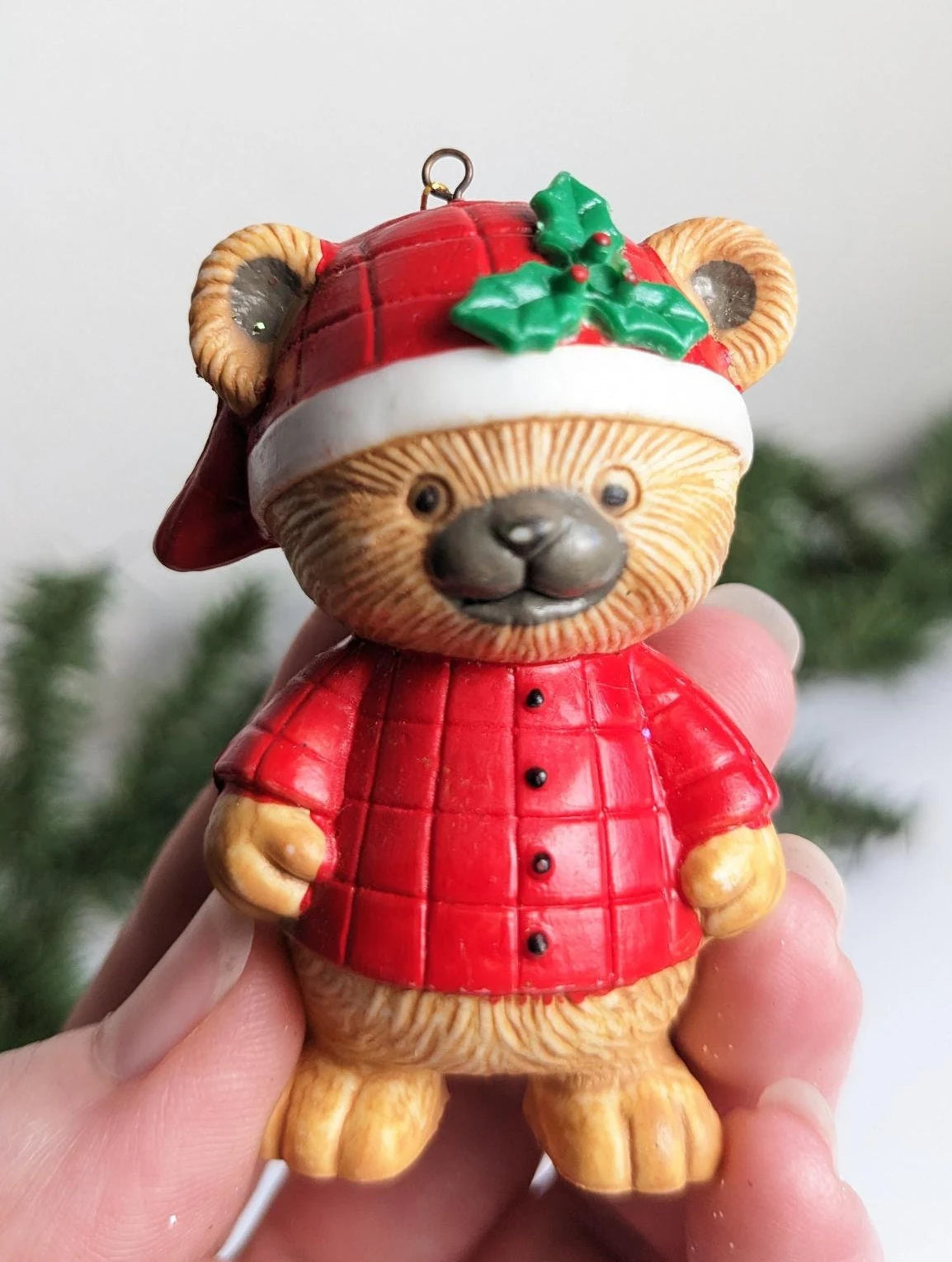 Vintage Teddy Bear Stocking Christmas Ornament Set