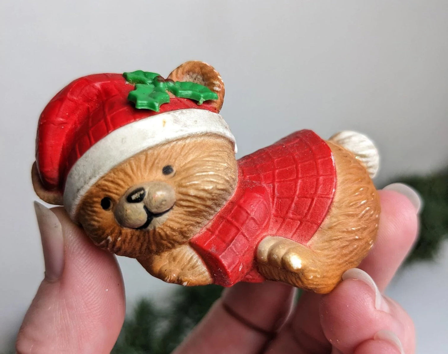 Vintage Teddy Bear Stocking Christmas Ornament Set