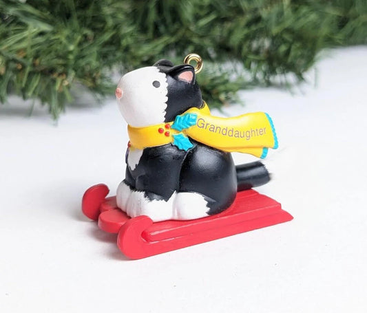 Vintage Granddaughter Cat Christmas Ornament