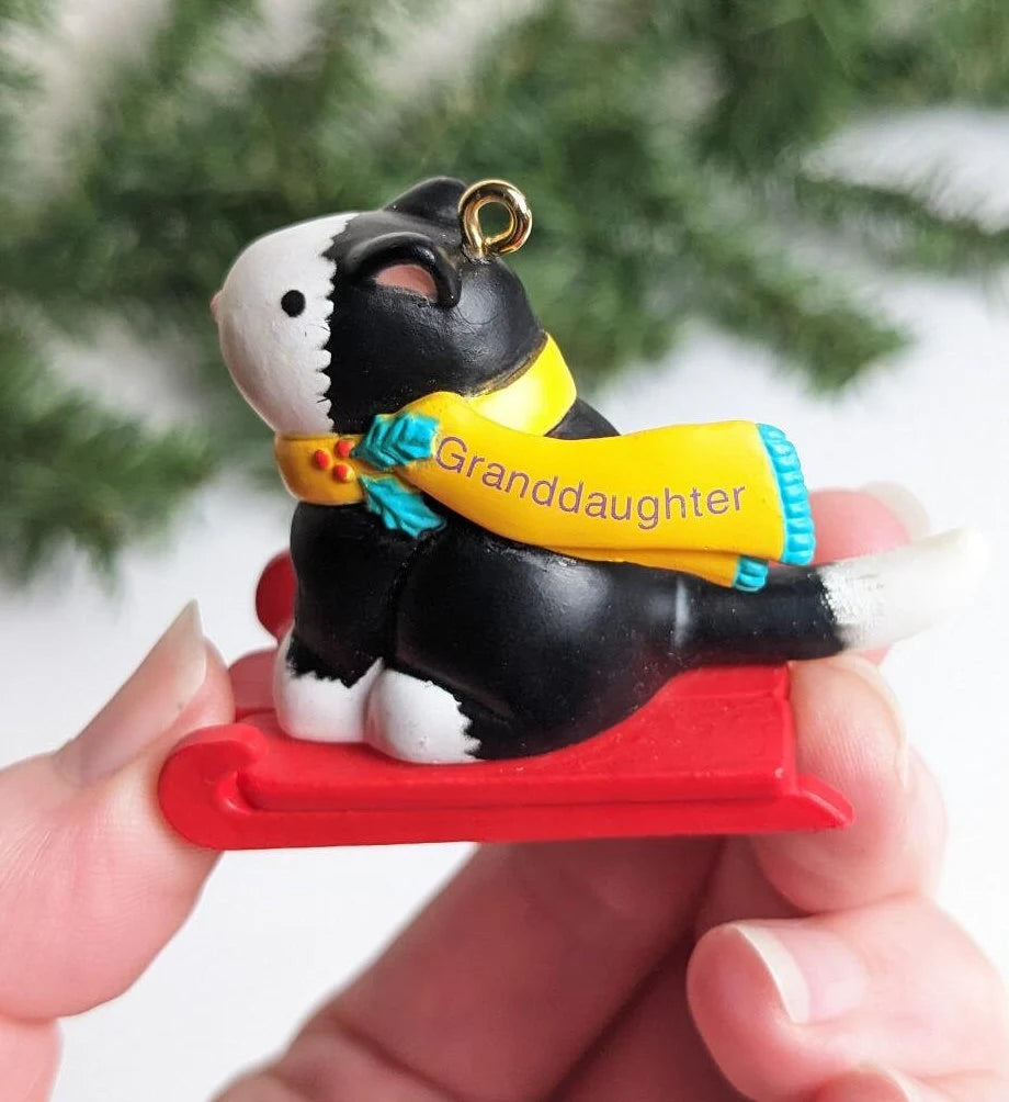 Vintage Granddaughter Cat Christmas Ornament