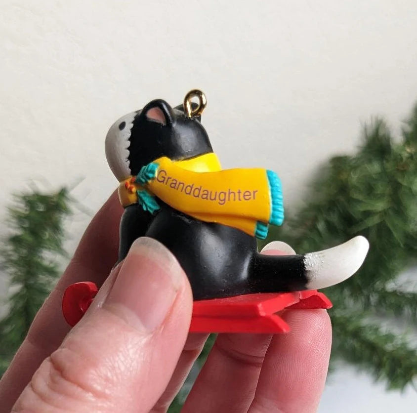 Vintage Granddaughter Cat Christmas Ornament