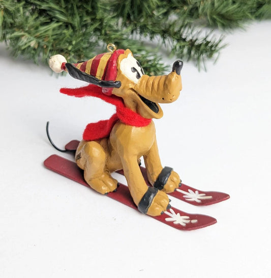 Vintage Disney Skiing Pluto Christmas Ornament