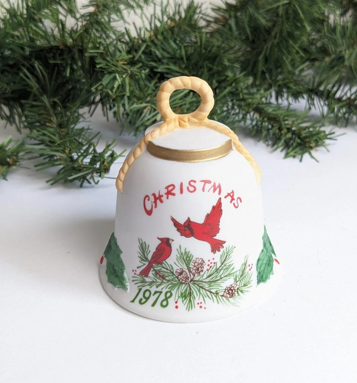 Vintage 1978 Cardinal Christmas Bell Ornament