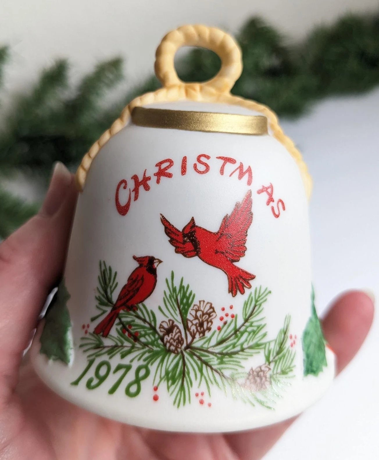 Vintage 1978 Cardinal Christmas Bell Ornament