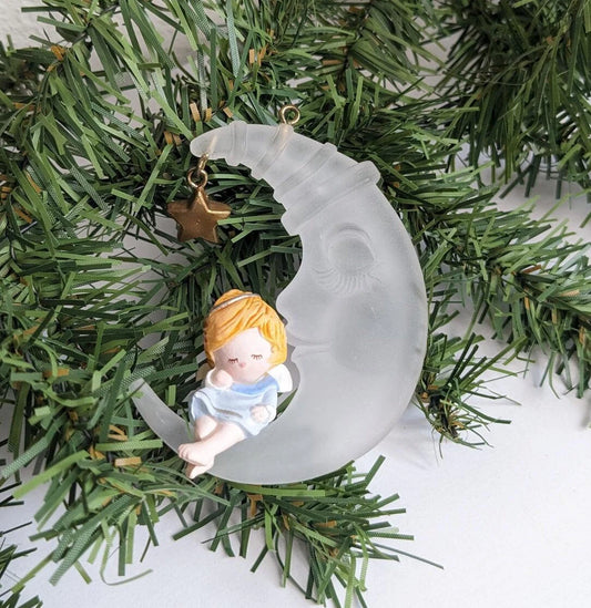 Vintage Heavenly Nap Moon Christmas Hallmark Ornament